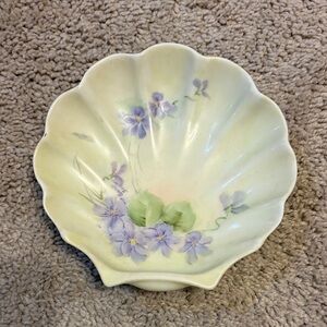 Scalloped Dish with Purple Floral Design